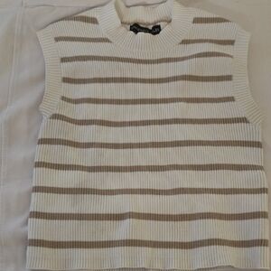 Sincerely Jules White and Tan Striped Crop Top